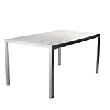 Vanage Alu Gartentisch Helsinki - Polywood Esstisch mit Aluminiumgestell - Tisch als Balkontisch und Terrassentisch nutzbar - Tischplatte mit Holzoptik, ...