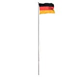 Vanage Aluminium Fahnenmast - Flaggenmast mit einer Höhe von 6,50 m  - inklusive Deutschland Flagge 120 x 80 cm ...