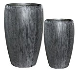 Vase mit Rillenstruktur - 2er Set - Leichtgefäß - Winterfest - D41cm / 32cm - H68cm / 51cm - Mit ...