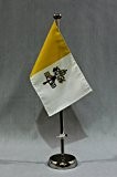 Vatikan Papst 15x25 cm Tischflagge (CH) mit 42 cm Chrom Tischflaggenständer, edle Ausführung