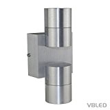 VBLED® Wandleuchte DUO inkl. 2x LED Strahler 5W warmweiß (GU10) - Up & Down Design aus Alu - Wand-Strahler für ...