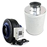 VenTech VT IF4+CF4 IF4CF412 Inline Duct Fan with Virgin Charcoal Carbon Filter Combo, 190 CFM, 4 by VenTech