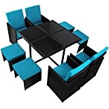 Ventus 17-teilige Luxus Rattan Sitzgruppe BELLINI mit 4 Stühlen, 4 Hockern und 1 Tisch Lounge Set Poly-Rattan inkl. Auflagen und ...