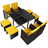 Ventus 17-teilige Luxus Rattan Sitzgruppe BELLINI mit 4 Stühlen, 4 Hockern und 1 Tisch Lounge Set Poly-Rattan inkl. Auflagen und ...