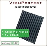 ViewProtect Premium Sichtschutz Klemmstreifen, ANTHRAZIT, 12 Stk., 19 cm Breite, blickdicht für Doppelstabzaun