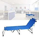 VINGO® Aluminium Liege Sonnenliege Strandliege Gartenliege blau Liegestuhl Mit Sonnendach Verstellbar