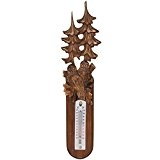 Vintage Stil Groß Holz Thermometer mit Beeindruckende Holzschnitzerei - Bäume mit Eulen - Einzigartige Holz Geschenk und Decor