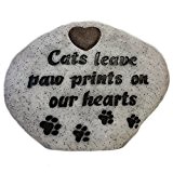 Vivid Arts Leaves Paw Prints Gedenkstein für Katzen, Granitgrau