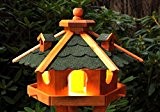 Vogelhaus Futterhaus Futterhäuschen Vogelvilla V12, Vogelfutterhaus aus Holz mit Solarbeleuchtung beleuchtet mit und ohne Ständer verschiedene Farben (Grün, ohne Ständer)mit ...