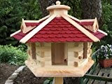 Vogelhaus Vogelhäuser (V36) Vogelfutterhaus Vogelhäuschen-aus Holz-t-Gaube Rot sehr groß
