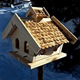 Vogelhaus-XL Natur- Vogelhäuser-Vogelfutterhaus Vogelhäuschen-aus Holz Wetterschutz Putzklappe