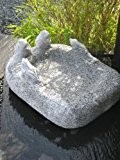 Vogeltränke aus Granit, mit 4 Vögeln, handgearbeitet aus einem Stück (36 cm)