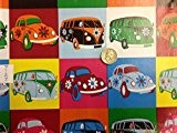VW Vans Bug Vinyl PVC Tablecloth Easy Wipe Clean VARIETY PRINTS Patio Oilcloth 140cm Wide and 1/2 Half Metre of ...