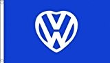 VW Volkswagen Banner 150 x 90 cm, mit Herz, Blau, 100% Polyester, Flagge, ideal für Club Schule Business Garagen