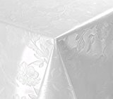 WACHSTUCH TISCHDECKE abwischbar Meterware, Größe wählbar, 220x140 cm, Relief, Blume Weiß