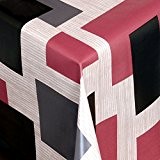 Wachstuch Tischdecke Gartentischdecke Abwaschbar Vierecke Grau Rot 250x140 cm