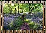 Wallario Garten-Poster Outdoor-Poster - Blaues Hasenglöckchen im Wald in Premiumqualität, Größe: 61 x 91,5 cm, für den Außeneinsatz geeignet