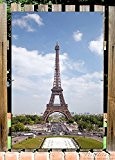 Wallario Garten-Poster Outdoor-Poster - Eiffelturm in Paris in Premiumqualität, Größe: 61 x 91,5 cm, für den Außeneinsatz geeignet
