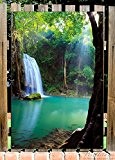 Wallario Garten-Poster Outdoor-Poster - Wasserfall im Wald am See, Idylle in Thailand in Premiumqualität, Größe: 61 x 91,5 cm, für ...