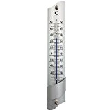 Wand Thermometer 21 cm aus Aluminium in Silber Gartenthermometer robust und langlebig
