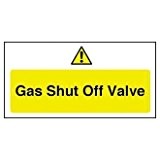 Warnschild Gas-Absperrventil, mit Aufschrift auf Englisch, 100 x 100 mm