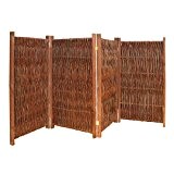 Weiden-Paravent Raumteiler 4-teilig 240x180 cm (LxH) aus Holz + Weide geflochten von Gartenpirat®