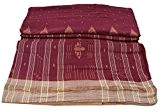 Weinlese Indien Saree aus reiner Baumwolle Woven-Gewebe-Fertigkeit Antike Gebraucht Red Sari 5YD