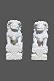 Weiße Marmor Stein Tempellöwen aus Tibet | China für Schutz & Reichtum Löwe Foo Dogs