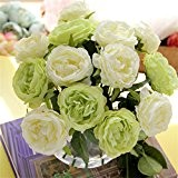 Weiße und grüne künstliche Blumen Rosen Anzug gefälschte Blumenvase Blumenschmuck Blume Seidenblume Blumen Wohnzimmer dekorative Blumenvase