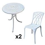 Weißer Eve 60cm Bistrotisch - 1 Weißer Eve Tisch + 2 Weiße MAY Stühle