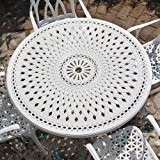 Weißes Alice 120cm Rundes Aluminium Gartenmöbelset - 1 Weißer ALICE Tisch + 4 Weiße ROSE Stühle
