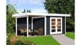 WEKA Set: Gartenhaus Chill-Out Gr. 1, BxT: 530x210 cm, mit Anbau (235 cm breite) anthrazit/weiß anthrazit, weiß