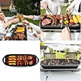 Well Done Social Charcoal Garden Party BBQ Tabletop Grill With Tongs And Skewers