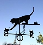 Wetterfahne Motiv Katze, Windfahne, Dachfahne, Stabfahne, Maße 59 x 100 cm, aus Stahlblech, schwarz