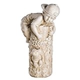 Wetterfeste Große schwere (6 kg) Statue Kinderfigur Welcome 52 cm hoch SYL-A 14078 Gartenfigur, Dekofigur, Statue, Figur, Büsten, Dekorationsfigur für ...