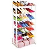 White 7 tier shoe rack storage organiser stand for 21 pairs shoes by Maxim