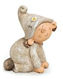 Wichtel Figur Gartenzwerg Mädchen knieend Gartenfigur aus Polystein grau braun 30 cm, Zwerg witzige Figur als Deko für den Garten