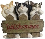 Willkommen Schild 3 Katzen Garten Dekofigur Deko Dekoration Tierdeko