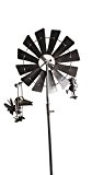 Windrad Windmühle mit Tierschaukel -Ente Hund- ca. L29xB30xH113 cm, Metall bronziert