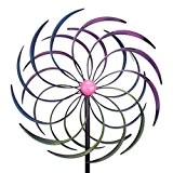 Windrad Windspiel Garten Dekoration Wetterfahne aus Eisen mit 2 Windrädern Ø 55 cm in Spiralform "MANDALA" 205 cm hoch
