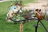 Windspiel Katze und Maus bunt aus Metall Gartendekoration Windspiel