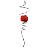 Windspiel - SPIRAL TAIL - Abmessung: 7,5x28cm, Kugel: Ø5cm - inkl. Aufhängung und Glaskugel (Rot)