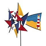 Windspiel - Windmill 66 Lighhouse - UV-beständig und wetterfest - Windräder: Ø47/44cm, Ruder: 40x26cm, Höhe: 110cm - inkl. Fiberglasstab