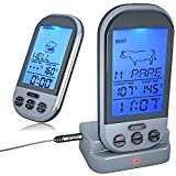 Wireless Meat Thermometer by Starcn ~ Best Digital Meat Thermometer For Smokers/Grill/BBQ/Candy & Fondue ~ 100ft Range ~ Blue Backlit ...