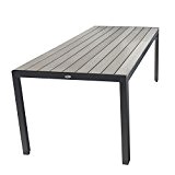 Wohaga® Aluminium Polywood Esstisch 205x90cm Alutisch Esszimmertisch Gartentisch für bis zu 8 Personen Grau / Grau