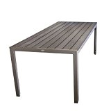 Wohaga® Esszimmertisch Esstisch Gartentisch Aluminiumgestell mit Niveauausgleich Polywood-Tischplatte in der Farbe Champagner 205x90x74cm Gartenmöbel Esszimmermöbel