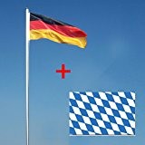 Wohnwerk! Flaggenmast 4m mit Deutschlandfahne und extra Fahne Ihrer Wahl! Fahnenmast (Bayern, 4 Meter)