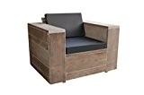 wood4you 7433637811849 Holz Lounge Stuhl mit Outdoor Kissen - Braun