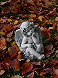 Wunderschöne Figur sitzender Engel aus Steinguss, frostfest