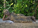 Wunderschöne liegende Buddha - Figur in exclusiver Farbe aus Steinguss, frost...